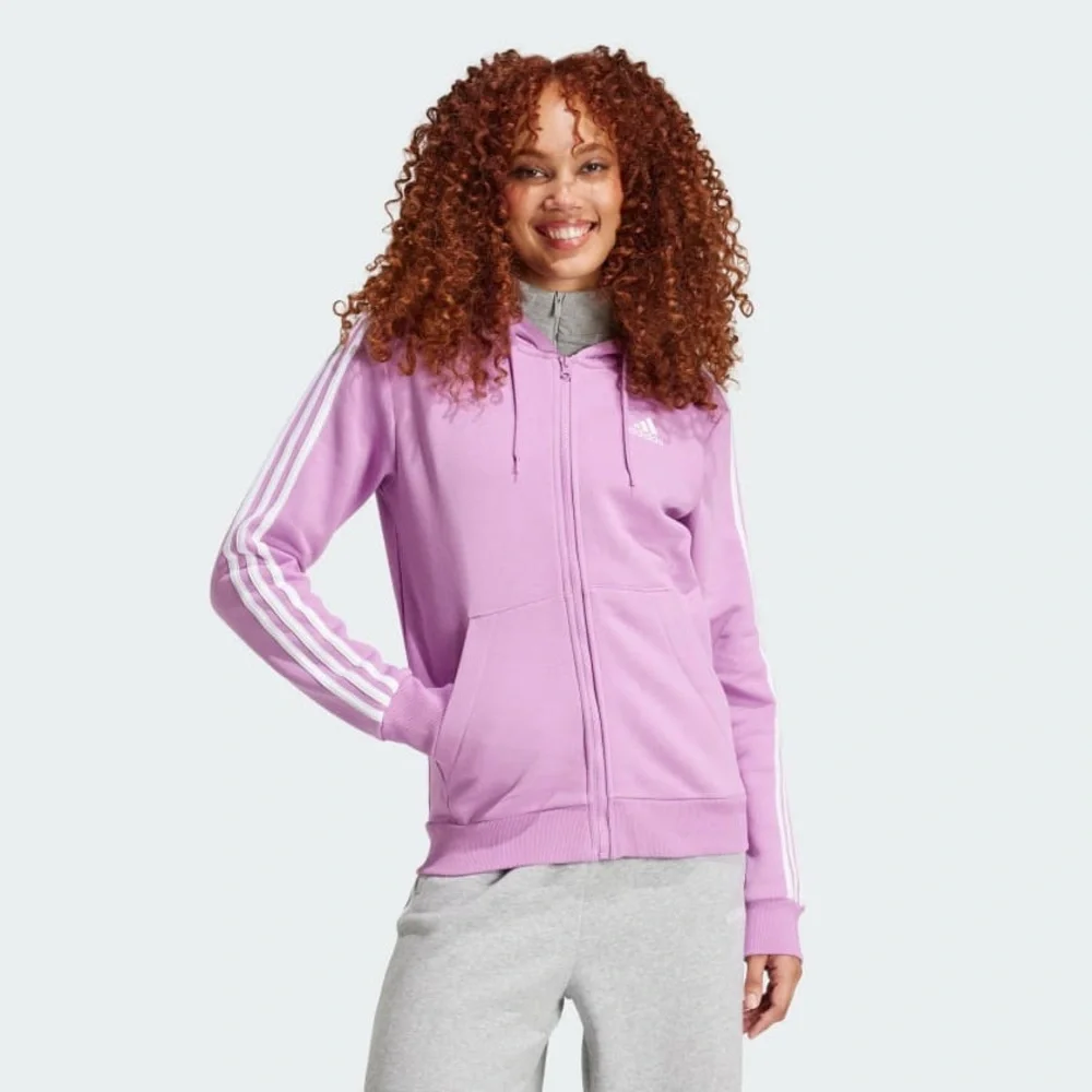 NWT. Adidas. Essentials 3-Stripes Full-Zip Fleece Hoodie. Purple. Size Large.
